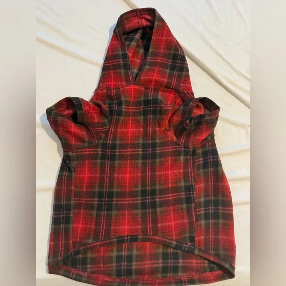 Skims Dog Fleece Sleep Hoodie Red Plaid